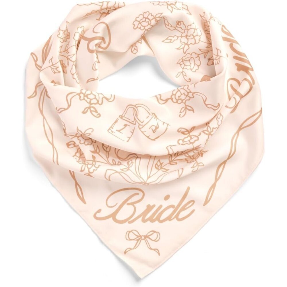 Bride Head Scarf Tan 27x27 Bridal Bachelorette Gift Wedding Accessory